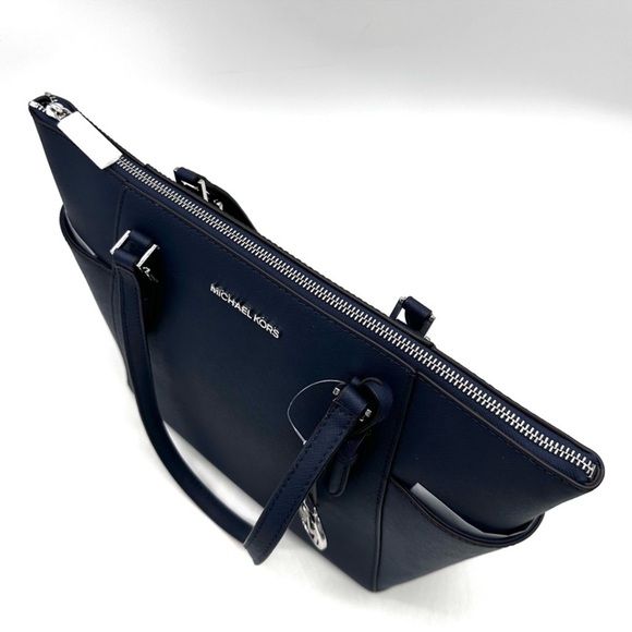 Michael Kors Large Charlotte Tote Bag & LG Double Zip Wallet Luggage Navy Blue - Picture 6 of 15